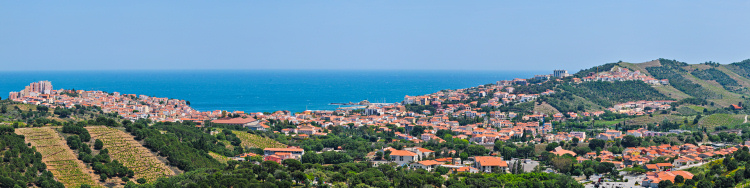 Blick von oberhalb
                                          Banyuls-sur-Mer auf die Bucht,
                                          Cote Vermeille, Roussillon,
                                          S�dfrankreich