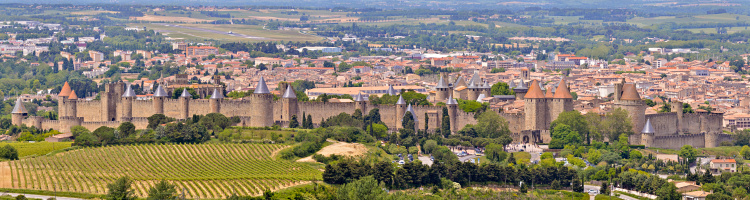 Blick von Osten auf
                                        Carcassonne - 33� Panorama
